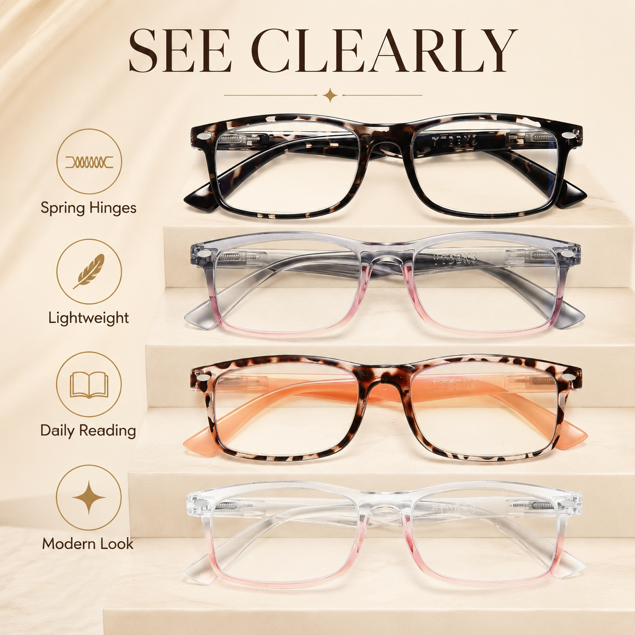 Stylish Reading Glasses for Women – Blue Light Blocking Readers, Fashion Eyeglasses Cheaters for Everyday Comfort Main image