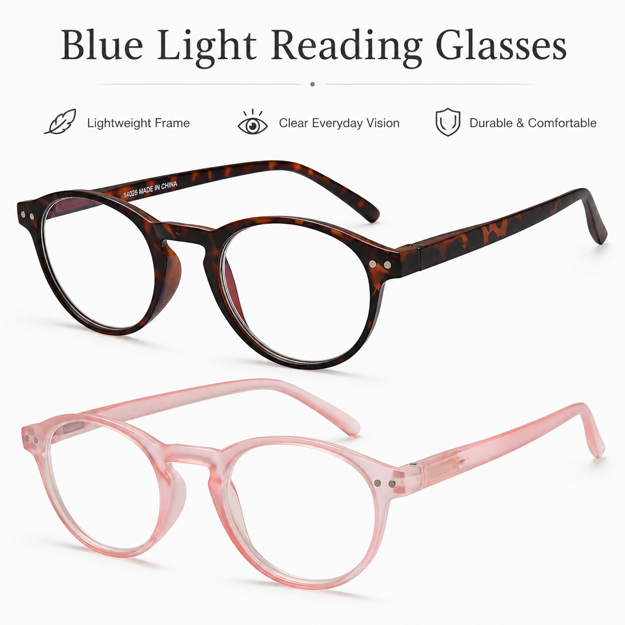 EYEURL 4-Pack Small Round Reading Glasses for Women Men Neck Hanging Blue Light Blocking Eyeglasses TR90 Readers for Women