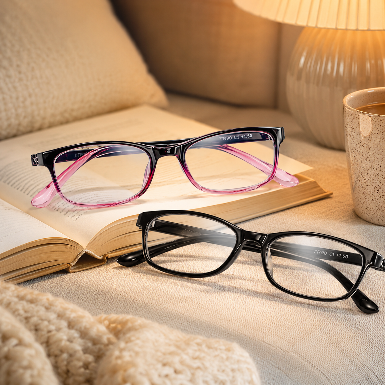 EYEURL 2 Pack Reading Glasses for Women – Blue Light Blocking TR90 Frame Readers, Lightweight Anti Eyestrain Computer Eyewear
