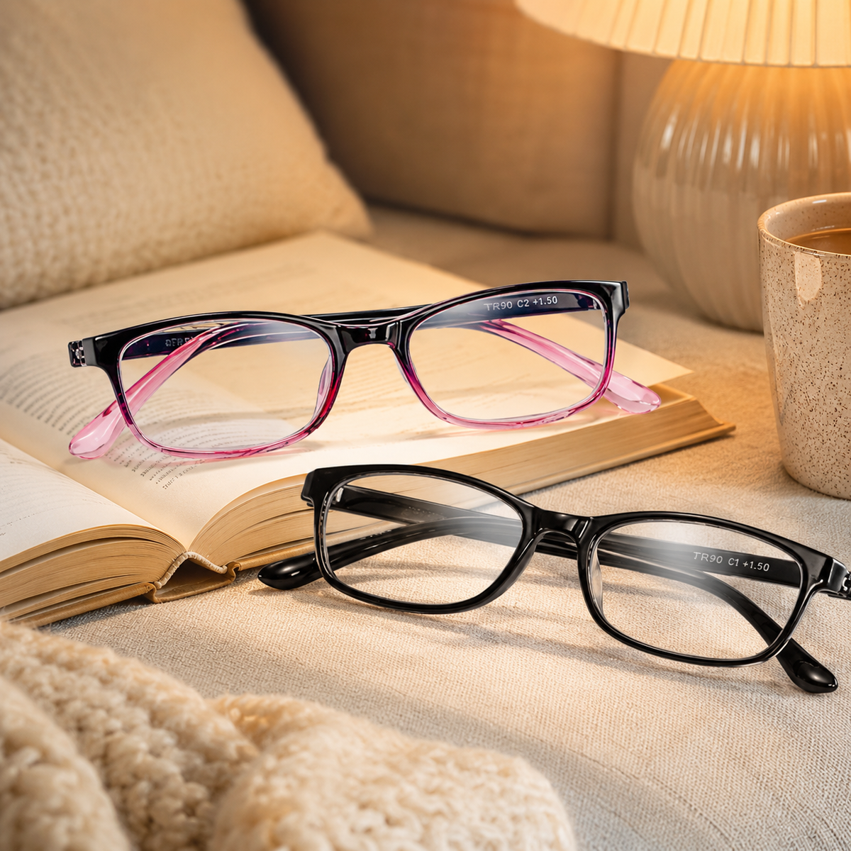 2-Pack Classic Blue-Light Readers for Women – Black & Pink - product photo 5