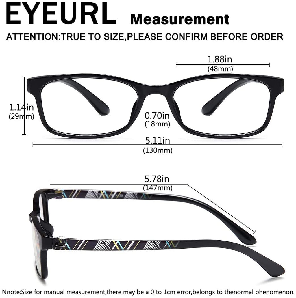 EYEURL Reading Glasses Womens Blue Light Blocking - 2 Pairs Ladies Computer Readers +1.25 Lightweight Colorful Eyeglass