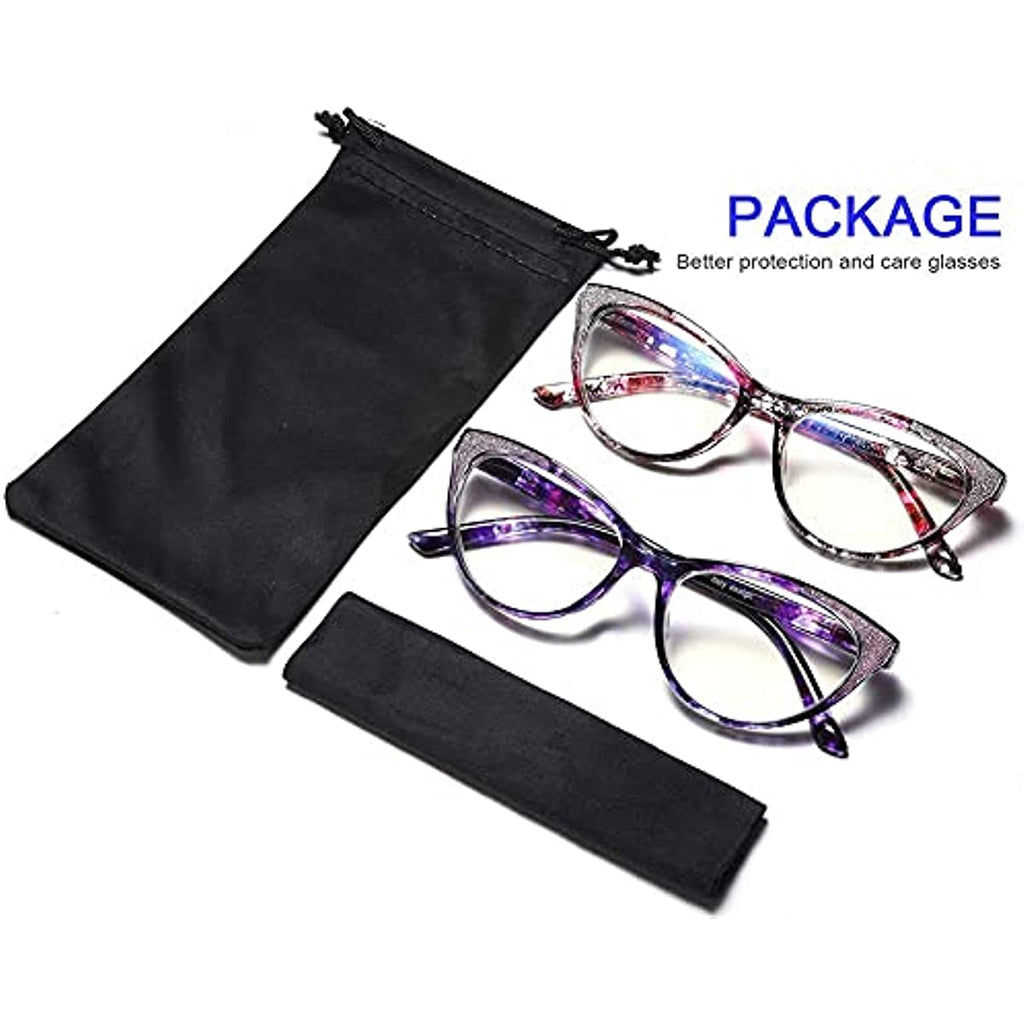 YTDBNS Blue Light Blocking Reading Glasses - 2 Pack Computer Readers, Cat Eye Fashion, Spring Hinges, Ultra-Light Glasses to Reduce Eye Strain +1.25x