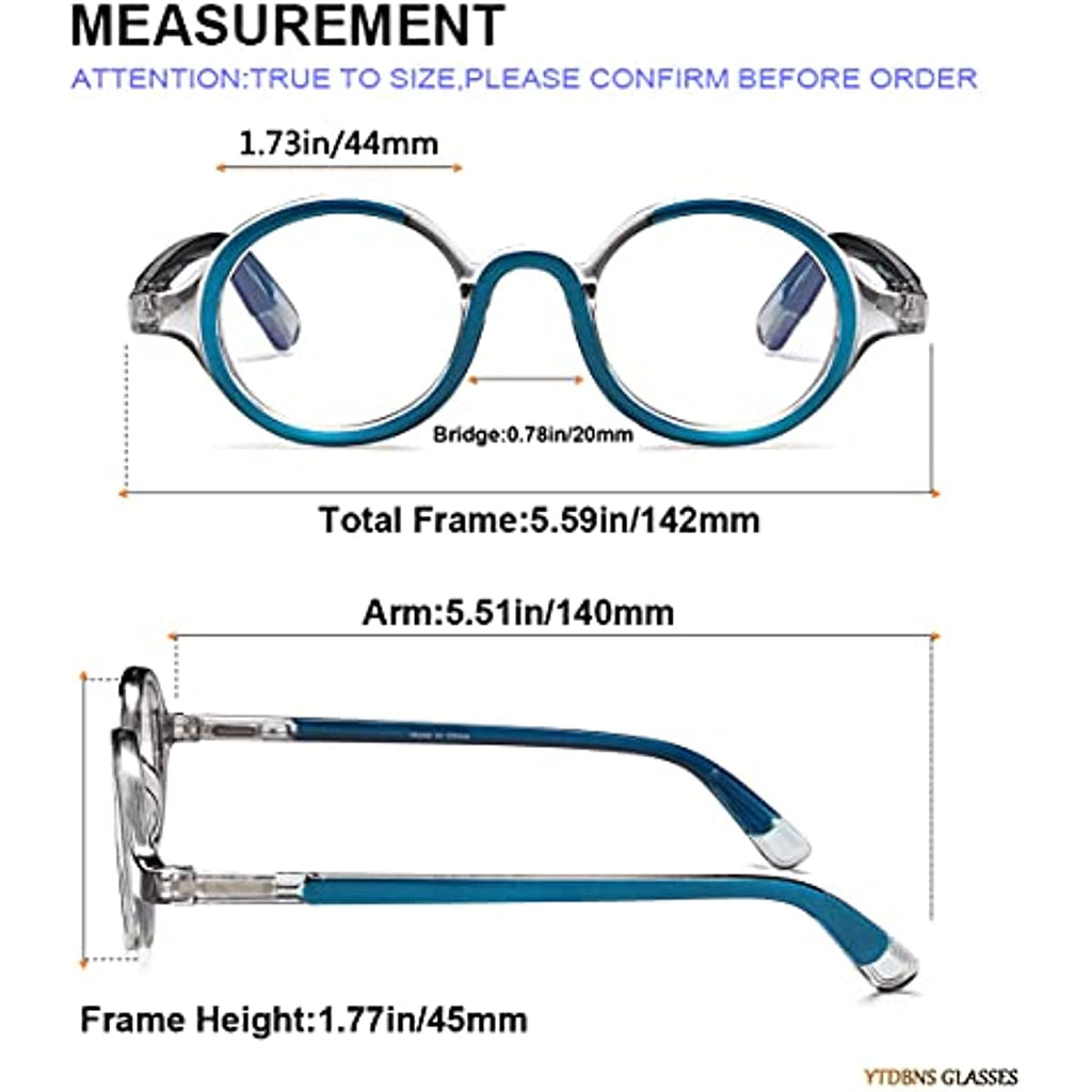 YTDBNS Reading Glasses for Men and Women - 2 Pack, Retro Round Blue Light Blocking Readers with Spring Hinges, 1.25x Computer Glasses