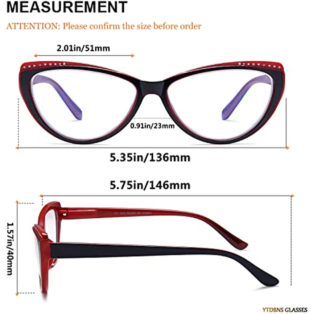 YTDBNS Blue Light Blocking Reading Glasses for Women - 3 Pack, Lightweight Cat Eye Readers with Spring Hinges, Fashion Designer Glasses, 1.5 Magnification