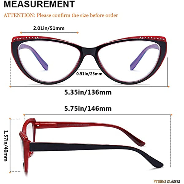 YTDBNS Blue Light Blocking Reading Glasses for Women - 3 Pack, Lightweight Cat Eye Readers with Spring Hinges, Fashion Designer Glasses, 1.5 Magnification