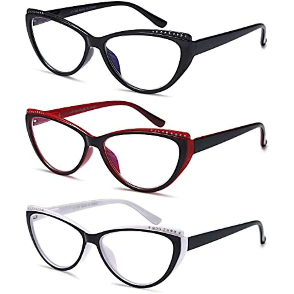 YTDBNS Blue Light Blocking Reading Glasses for Women - 3 Pack, Lightweight Cat Eye Readers with Spring Hinges, Fashion Designer Glasses, 1.5 Magnification