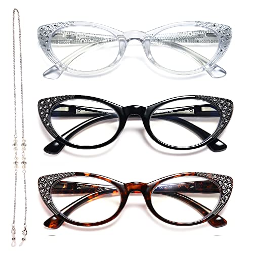 3-Pack Cat-Eye Blue-Light Readers for Women – Black & Clear - product photo 7