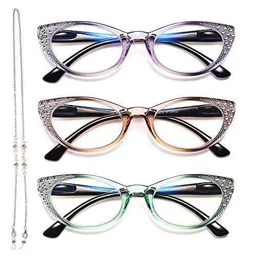 3-Pack Cat-Eye Blue-Light Readers for Women – Black & Clear - product photo 8