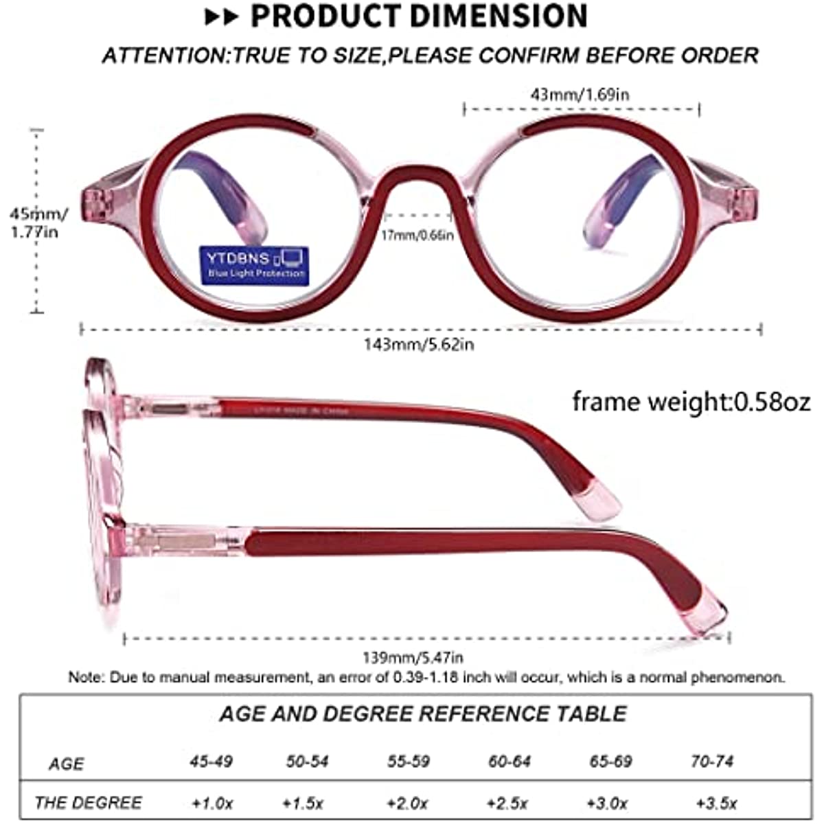 Blue Light Blocking Reading Glasses for Women and Men, 2-Pack Round Readers with Spring Hinges, 1.25x Magnification
