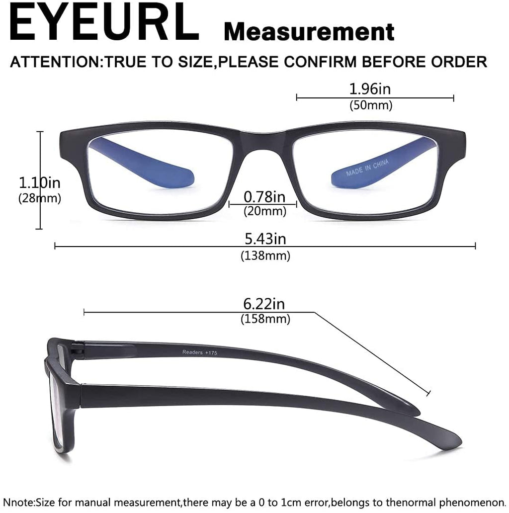 EYEURL Reading Glasses Neck Hanging 2 Pairs Blue Light Blocking Glasses for Men and Women 1.5xx