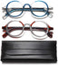 Blue Light Blocking Reading Glasses - 2 Pack Retro Round Computer Glasses with Spring Hinges, Ultra Lightweight, Double Color Frames for Eye Fatigue Relief