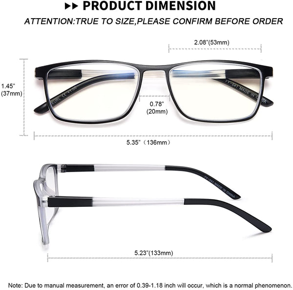 EYEURL 4 Pack Reading Glasses for Men and Women - Blue Light Blocking Computer Readers with Lightweight Spring Hinge