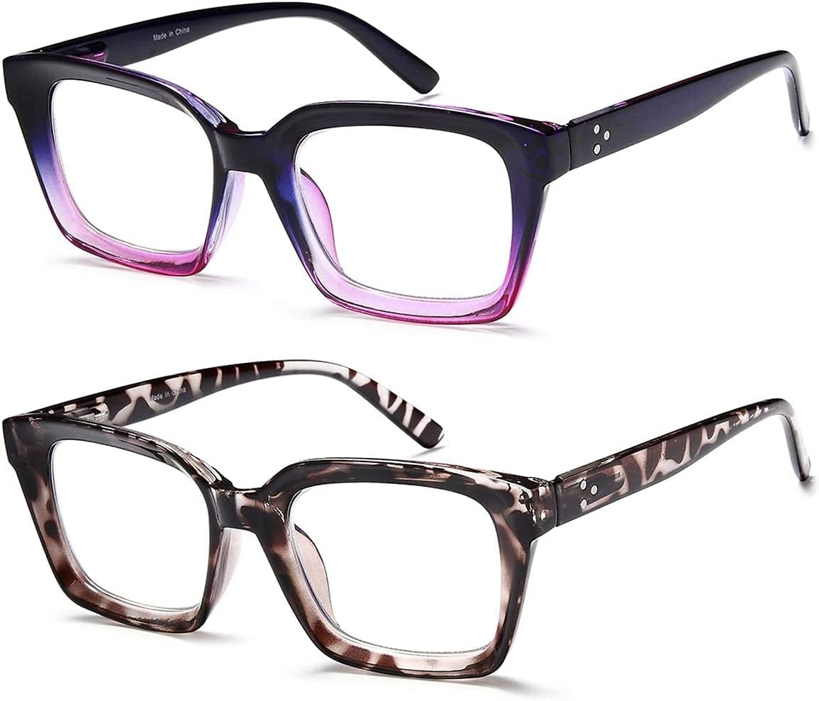2-Pack Square Readers for Women – Purple & Tortoiseshell - product photo 6