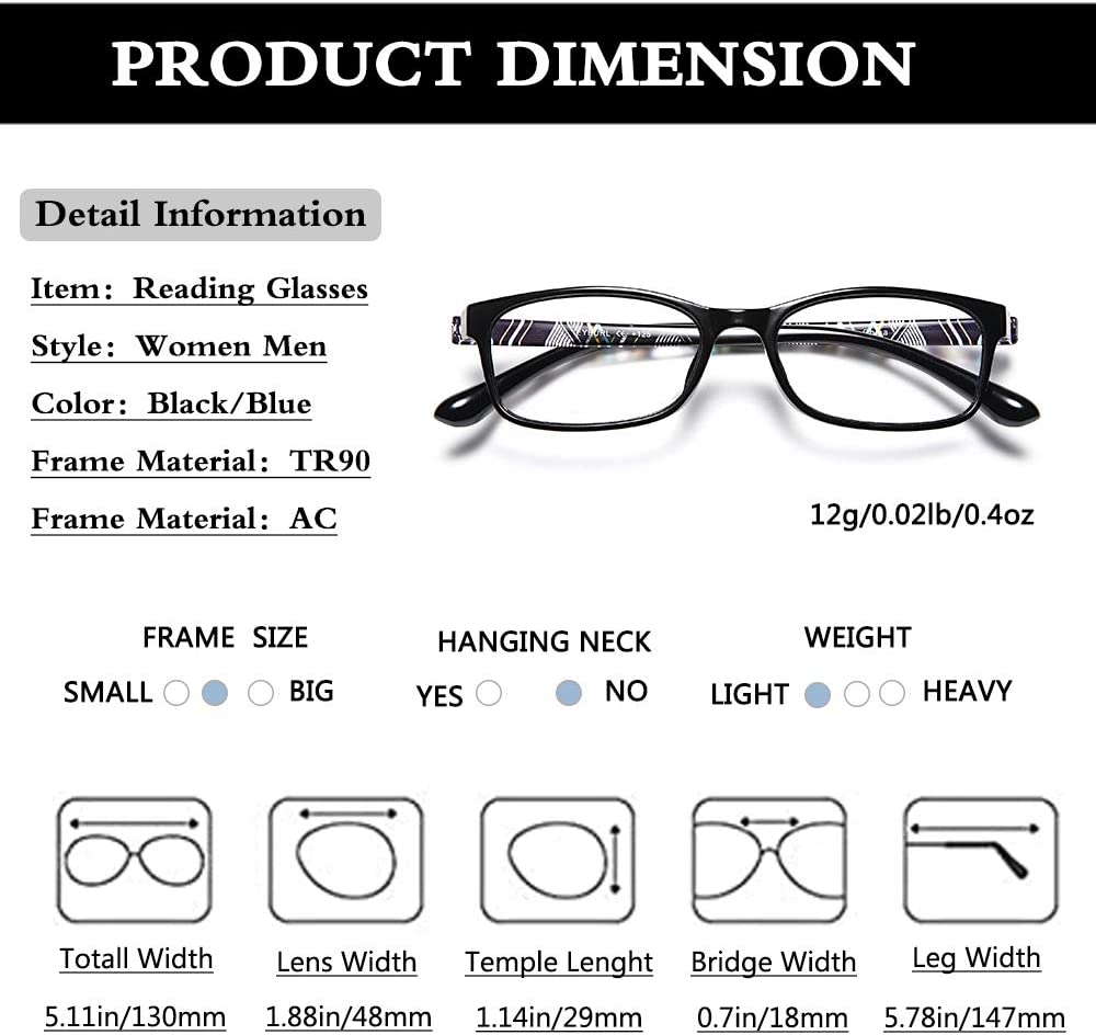 Fashion Rectangle Blue-Light Readers for Men & Women - product photo 2