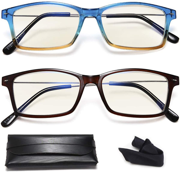 Reading Glasses Blue Light Blocking - 2 Pairs Anti-blue Readers for Men and Women  Lightweight Quality Blue Screen Eyeglass