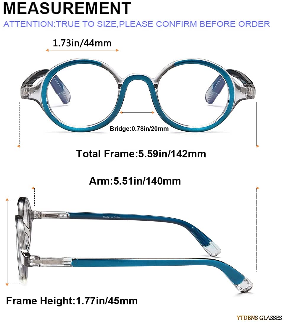 Blue Light Blocking Reading Glasses - 2 Pack Retro Round Computer Glasses with Spring Hinges, Ultra Lightweight, Double Color Frames for Eye Fatigue Relief Secondary image