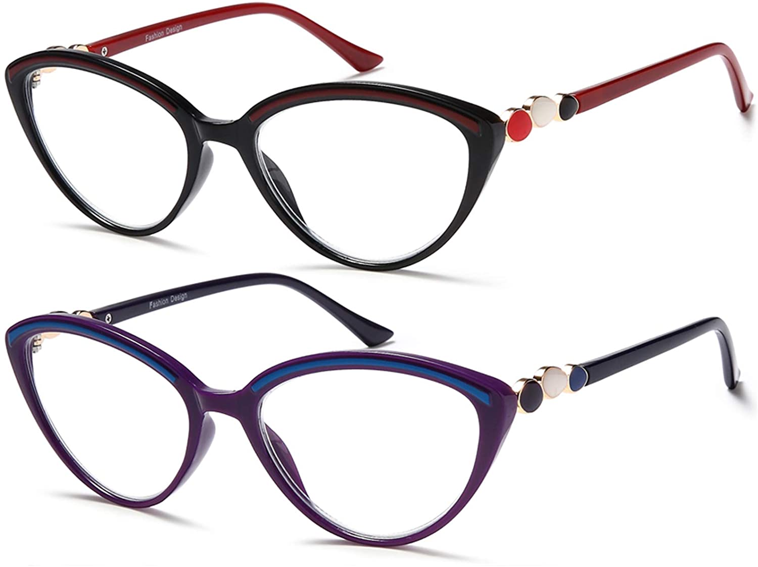 YTDBNS Reading Glasses Blue Light Blocking - 3 Pack Lightweight Readers Cat Eye Designer Eyeglasses for Women