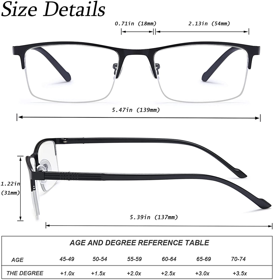 3-Pack Semi-Rimless Blue-Light Readers for Men & Women - product photo 2