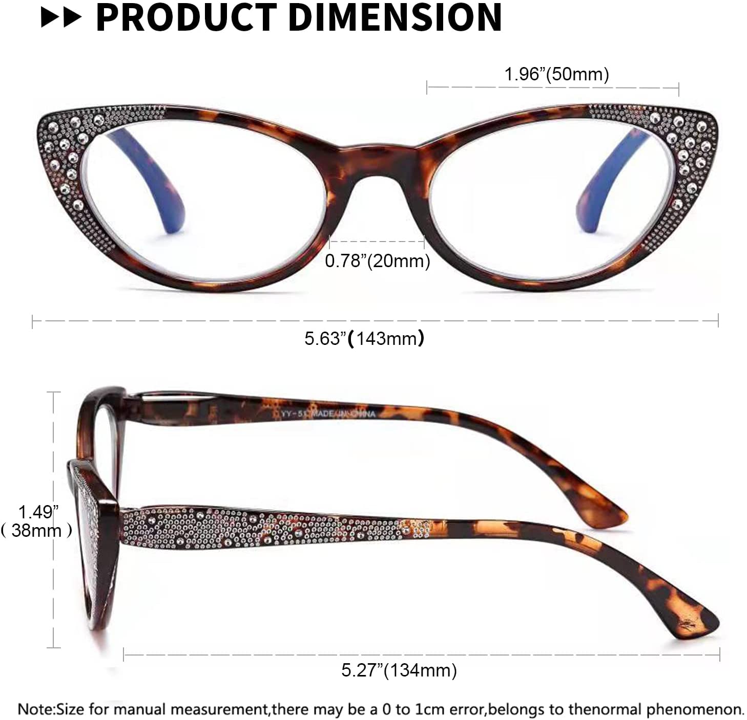 Cat Eye Reading Glasses for Women Blue Light Blocking -EYEURL 3 Pack Computer Readers with Spring Hinge Eyeglasses Anti Glare UV Rays