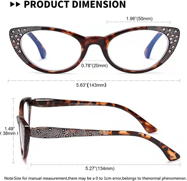 Cat Eye Reading Glasses for Women Blue Light Blocking -EYEURL 3 Pack Computer Readers with Spring Hinge Eyeglasses Anti Glare UV Rays