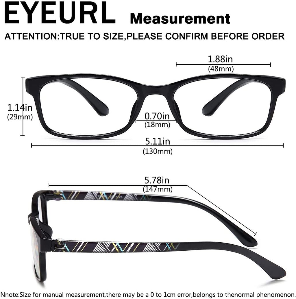 Women’s Blue Light Blocking Readers - 2 Pairs of TR90 Rectangular Computer Glasses, Anti-Blue Screen Nerd Eyewear