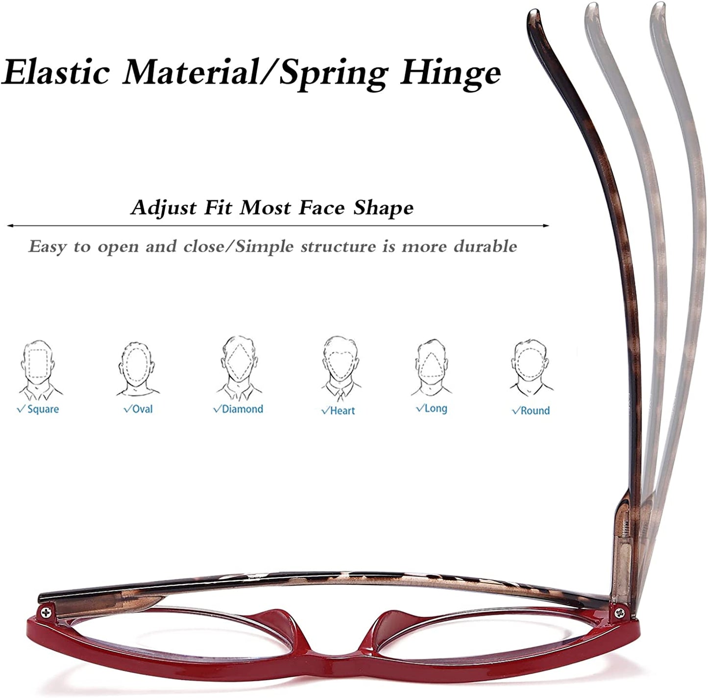 EYEURL 4-Pack Cat Eye Reading Glasses for Women- Blue Light Blocking Readers with Spring Hinges,Anti-Glare Reading Glasses