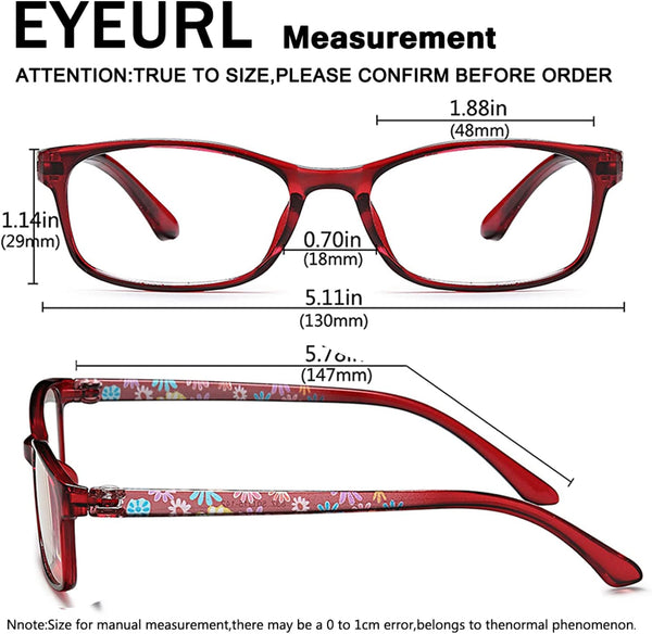 Eyeurl Blue Light Blocking Glasses for Women - 2 Pairs, Lightweight & Anti-Glare Computer Eyeglasses, Eye Strain Relief