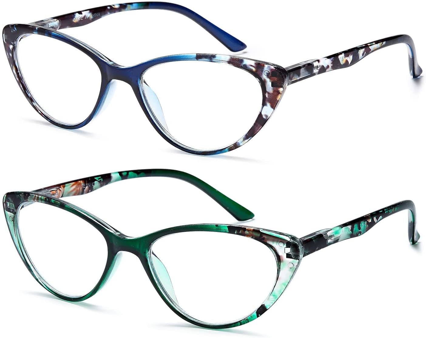 Fashion Cat Eye Reading Glasses for Women, 2 Pack Blue Light Blocking Readers | UV Protection, Spring Hinge, Anti-Eyestrain - EYEURL Secondary image