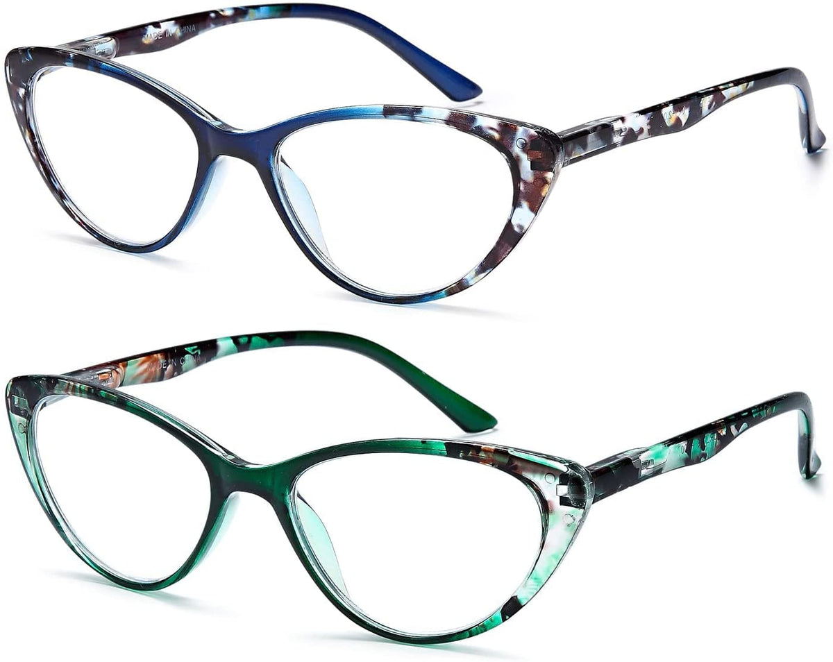 2-Pack Cat-Eye Blue-Light Readers for Women – Blue & Green - product photo 2