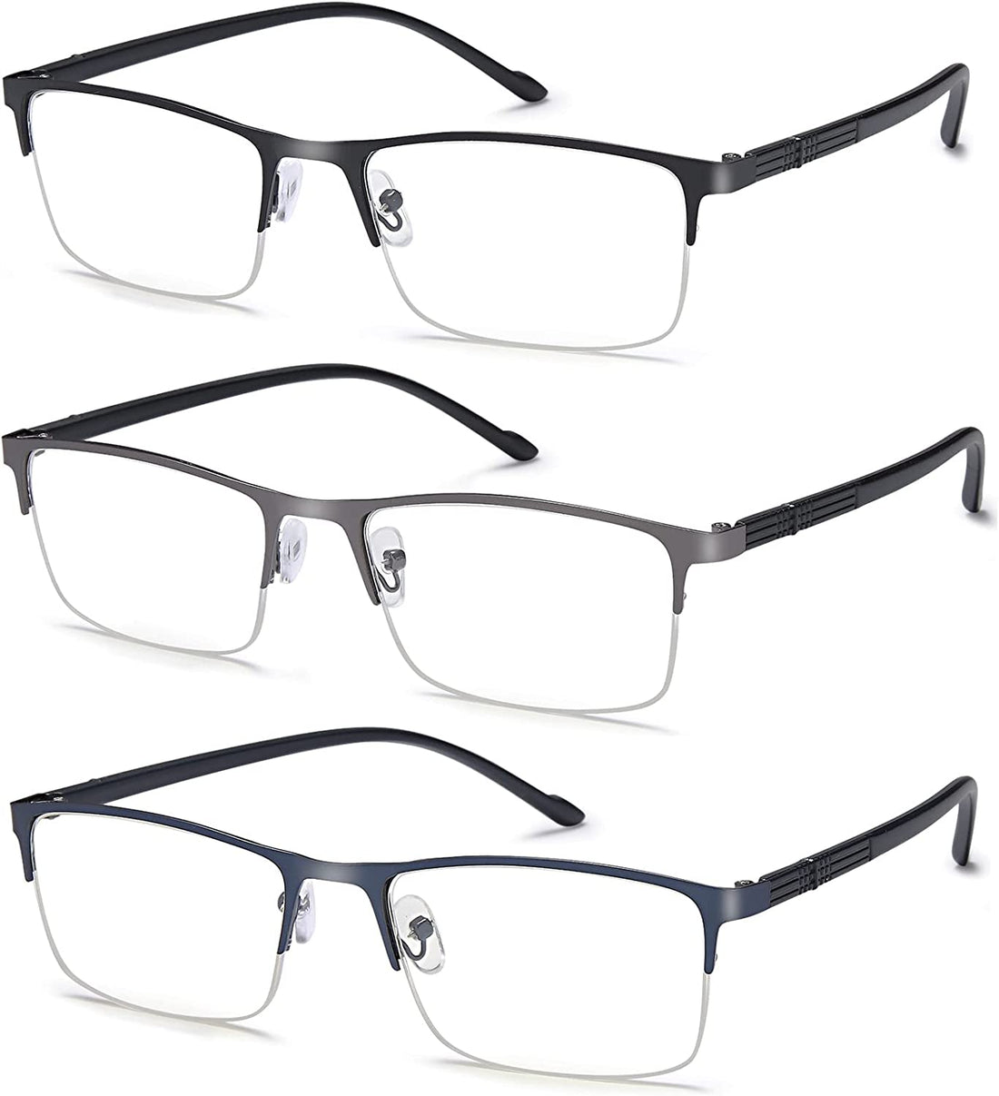 3-Pack Semi-Rimless Blue-Light Readers for Men & Women - product photo 1