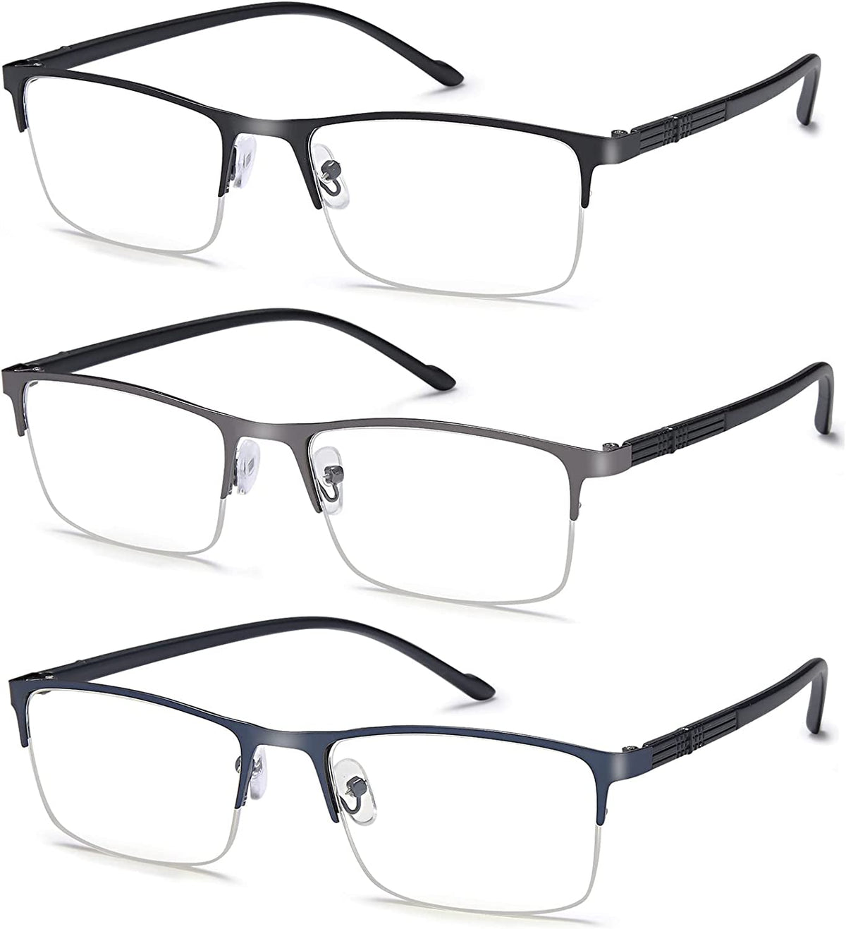 3-Pack Semi-Rimless Blue-Light Readers for Men & Women - product photo 1