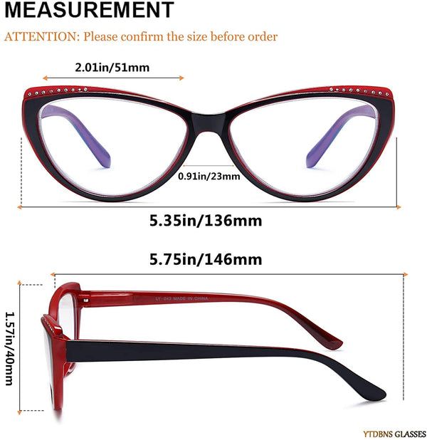 YTDBNS Reading Glasses Blue Light Blocking - 3 Pack Lightweight Readers Cat Eye Designer Eyeglasses for Women