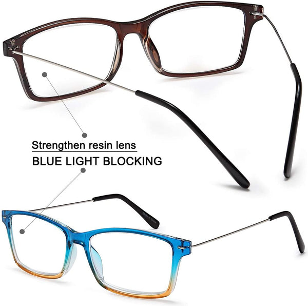 Reading Glasses Blue Light Blocking - 2 Pairs Anti-blue Readers for Men and Women  Lightweight Quality Blue Screen Eyeglass