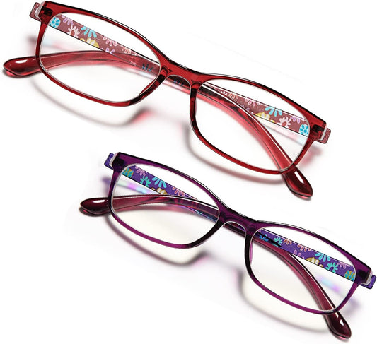 Eyeurl Blue Light Blocking Glasses for Women - 2 Pairs, Lightweight & Anti-Glare Computer Eyeglasses, Eye Strain Relief