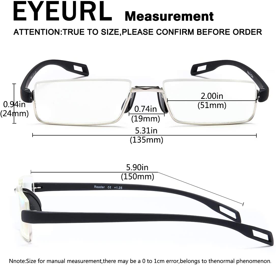 Reading Glasses Half Moon Frame Computer Readers for Men and Women Ant –  EYEURL