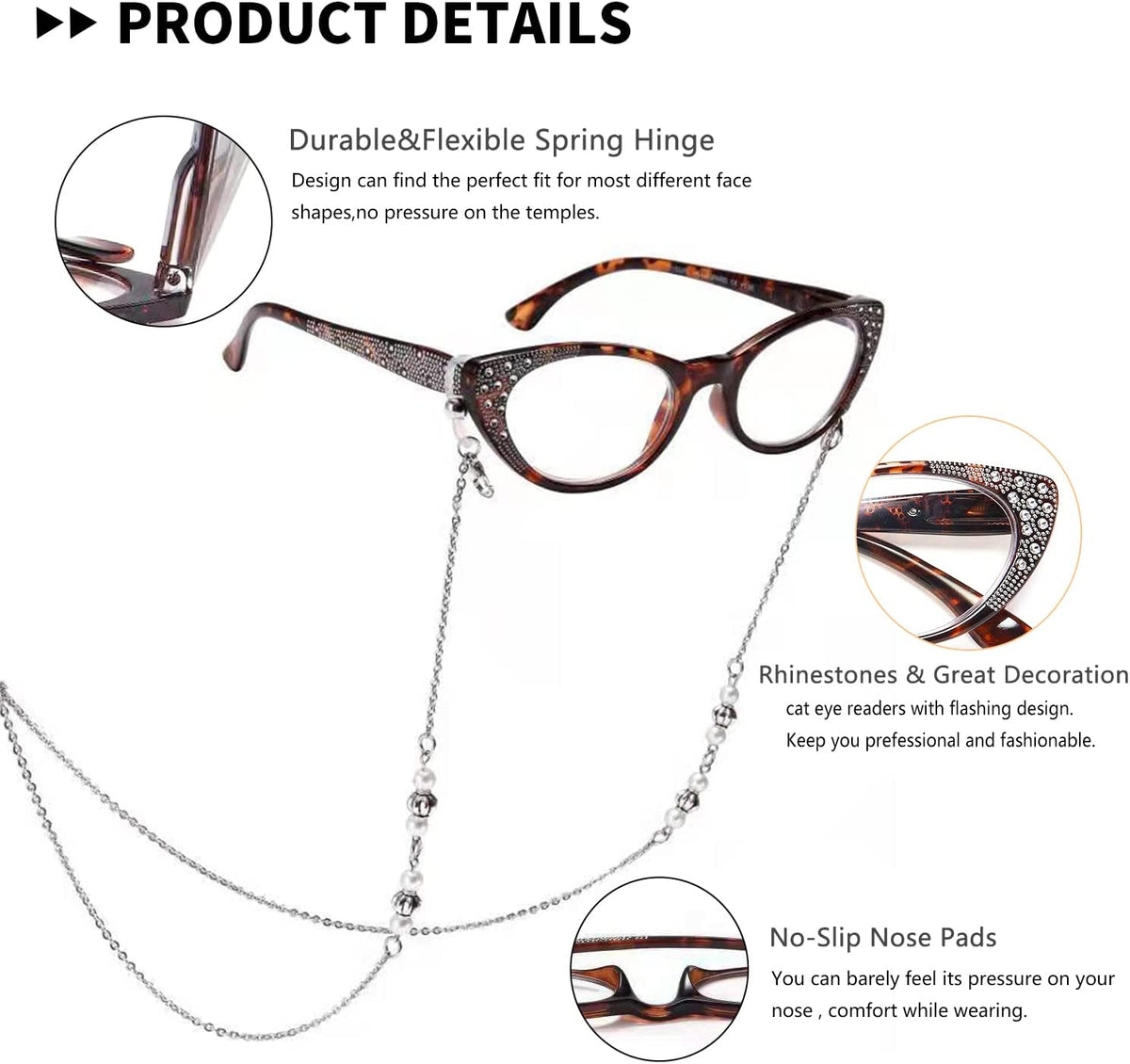 3-Pack Cat-Eye Blue-Light Readers for Women – Black & Clear - product photo 4