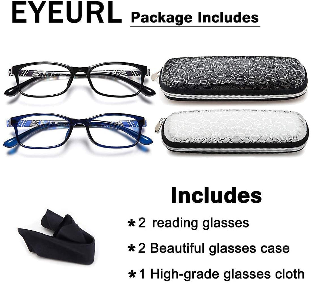 EYEURL Reading Glasses Womens Blue Light Blocking - 2 Pairs Ladies Computer Readers +1.25 Lightweight Colorful Eyeglass