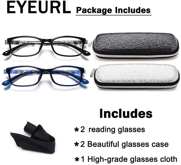 EYEURL Reading Glasses Womens Blue Light Blocking - 2 Pairs Ladies Computer Readers +1.25 Lightweight Colorful Eyeglass