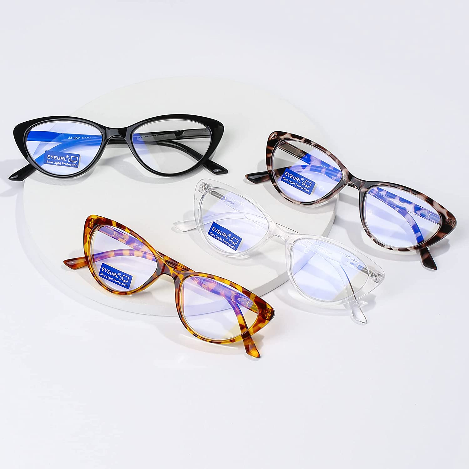 EYEURL 4-Pack Cat Eye Reading Glasses for Women- Blue Light Blocking Readers with Spring Hinges,Anti-Glare Reading Glasses Secondary image