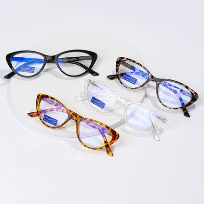 EYEURL 4-Pack Cat Eye Reading Glasses for Women- Blue Light Blocking Readers with Spring Hinges,Anti-Glare Reading Glasses