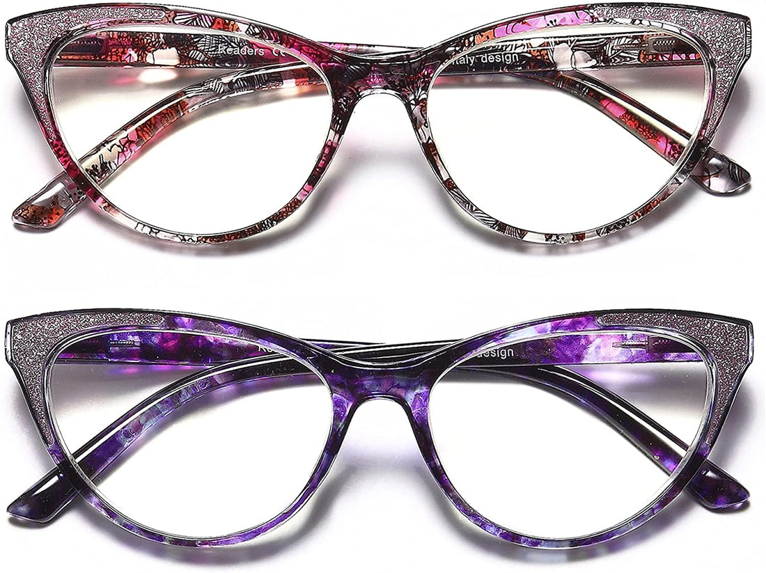 2-Pack Cat-Eye Blue-Light Readers for Women – Purple & Pink - product photo 1
