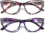 YTDBNS Blue Light Blocking Reading Glasses - 2 Pack Computer Readers, Cat Eye Fashion, Spring Hinges, Ultra-Light Glasses to Reduce Eye Strain +1.25x