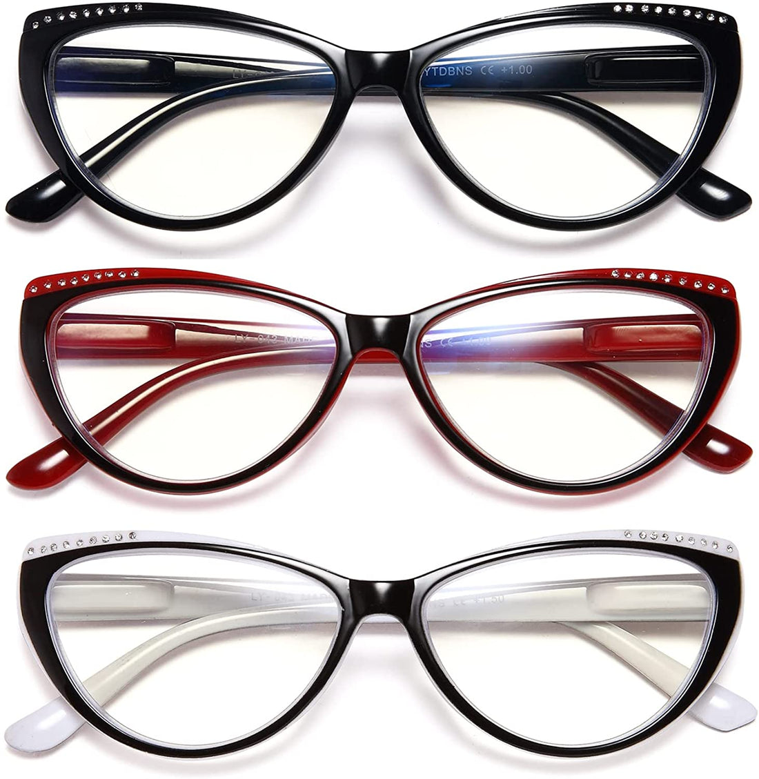3-Pack Designer Cat-Eye Blue-Light Readers for Women - product photo 1
