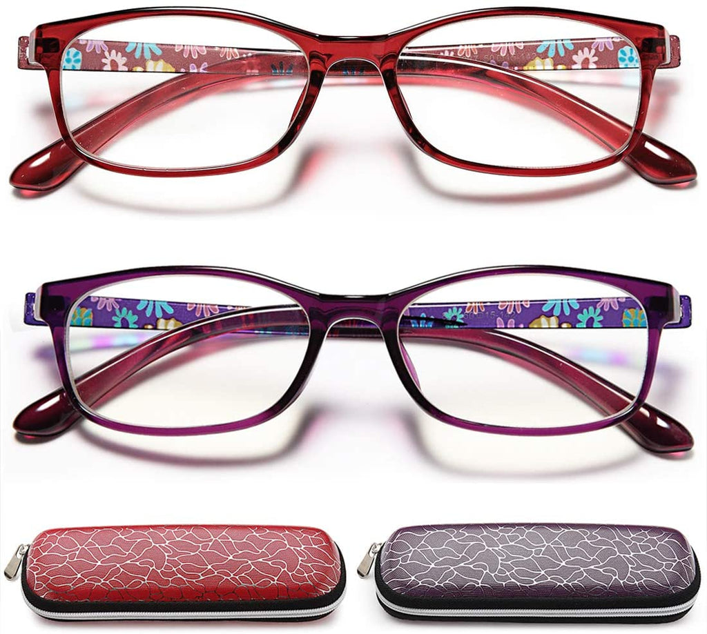 EYEURL Reading Glasses Womens Blue Light Blocking - 2 Pairs Ladies Computer Readers +1.25 Lightweight Colorful Eyeglass