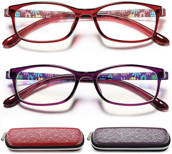 EYEURL Reading Glasses Womens Blue Light Blocking - 2 Pairs Ladies Computer Readers +1.25 Lightweight Colorful Eyeglass