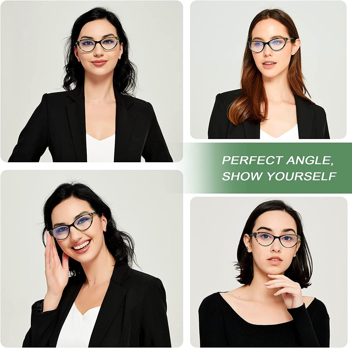 2-Pack Cat-Eye Blue-Light Readers for Women – Blue & Green - product photo 6