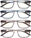 EYEURL 4 Pack Reading Glasses for Men and Women - Blue Light Blocking Computer Readers with Lightweight Spring Hinge