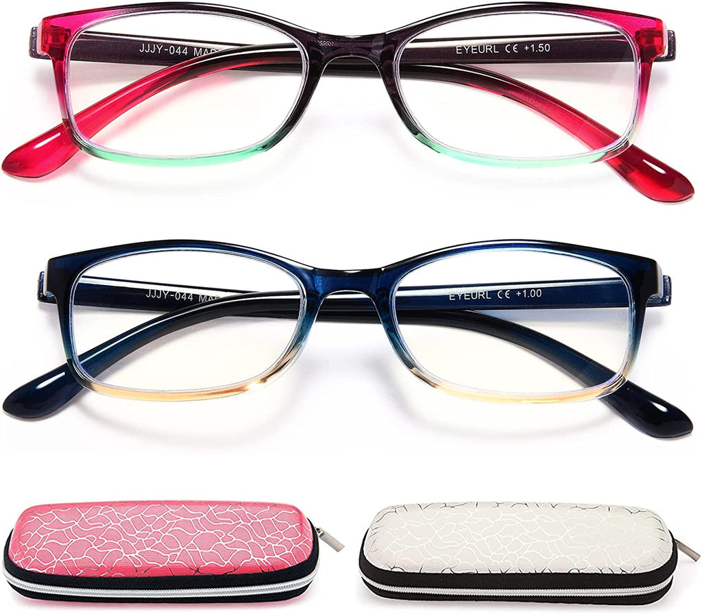 EYEURL Reading Glasses Womens Blue Light Blocking - 2 Pack Lightweight Computer Readers +1.0 Glare Blocking Ladies Eyeglass