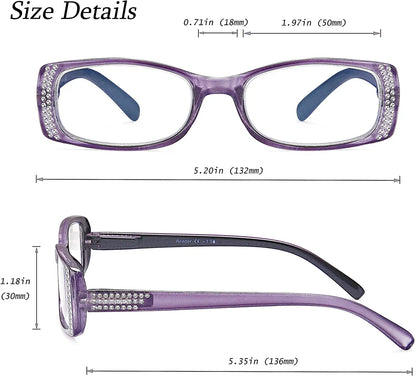 EYEURL 4 Pack Reading Glasses for Women, Blue Light Blocking Fashion Readers for Women Anti Eyestrain UV Ray Filter…