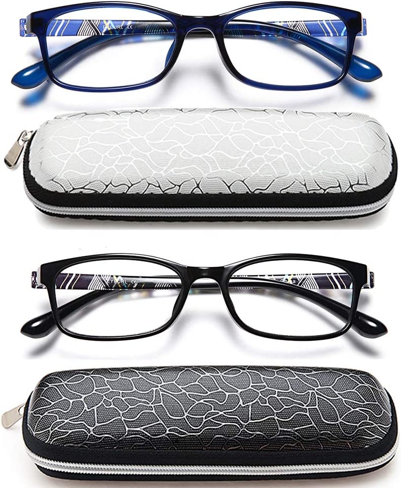 EYEURL 2 Pack Reading Glasses for Women Men, Blue Light Blocking Lightweight TR90 Readers Filter Glare/UV Rays/Eyestrain, 1.25